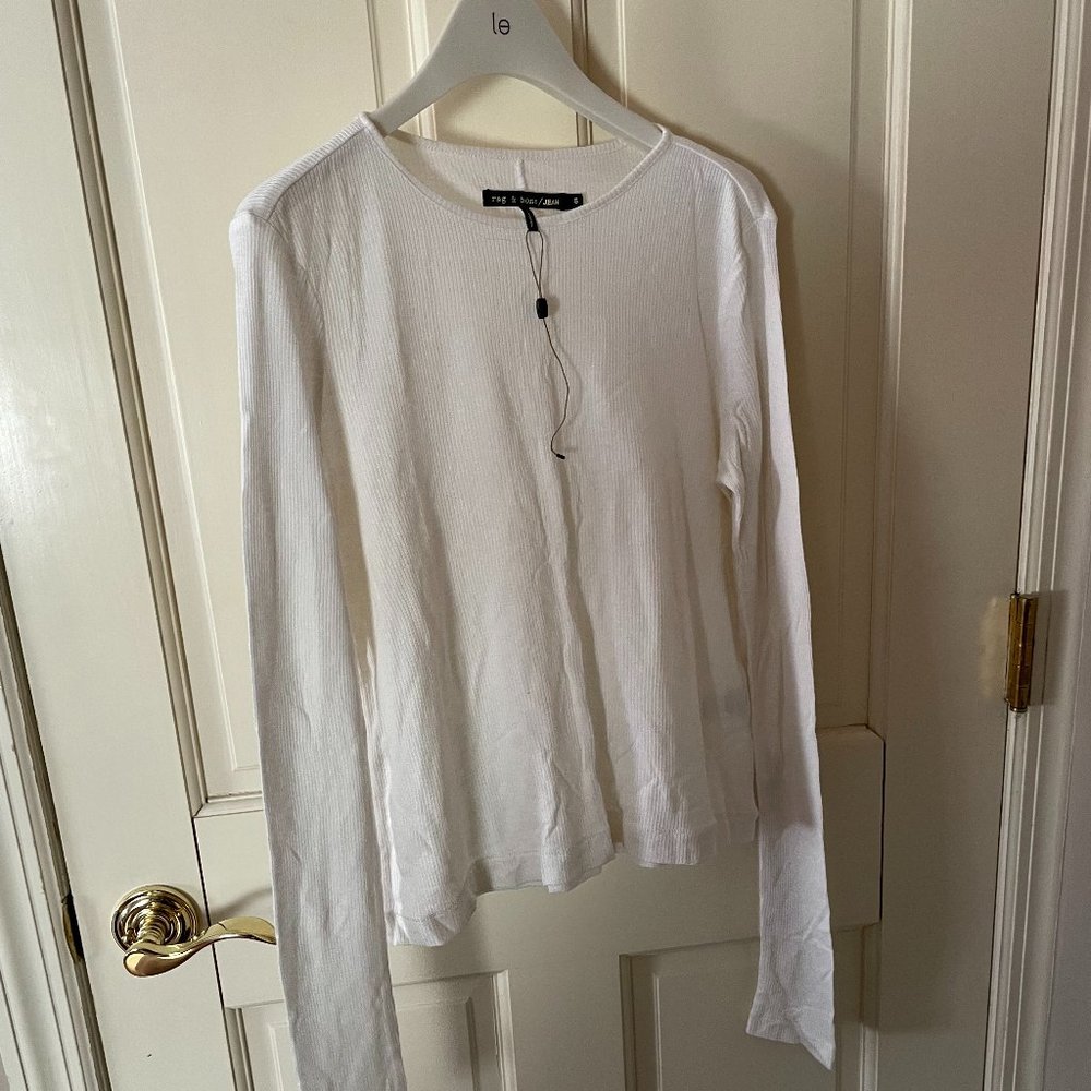NWOT rag & bone Rai Rib Cropped White Sz S